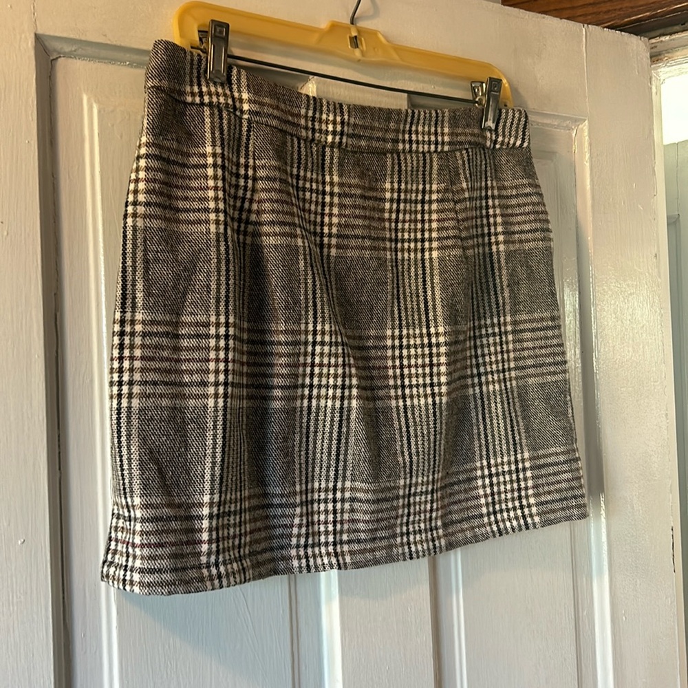 Plaid mini skirt grey black and brown large